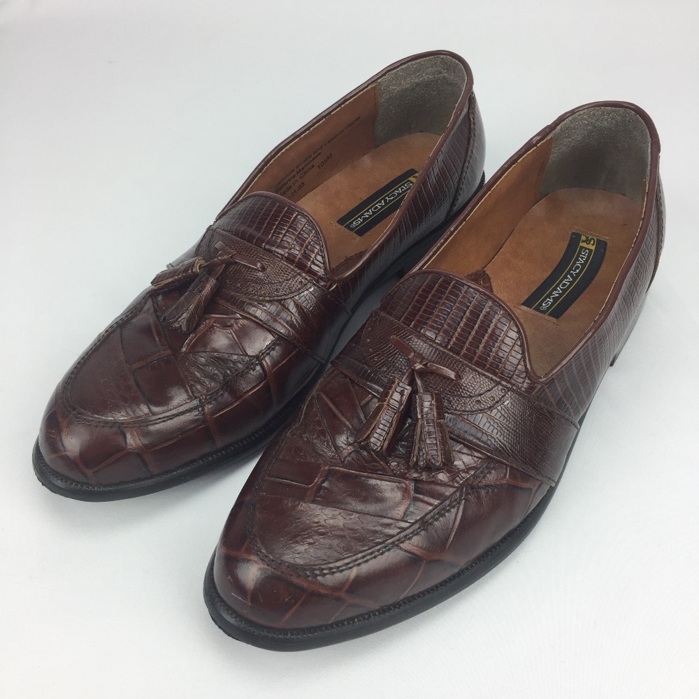Stacy Adams Snakeskin Leather Tassel Loafers 10.5